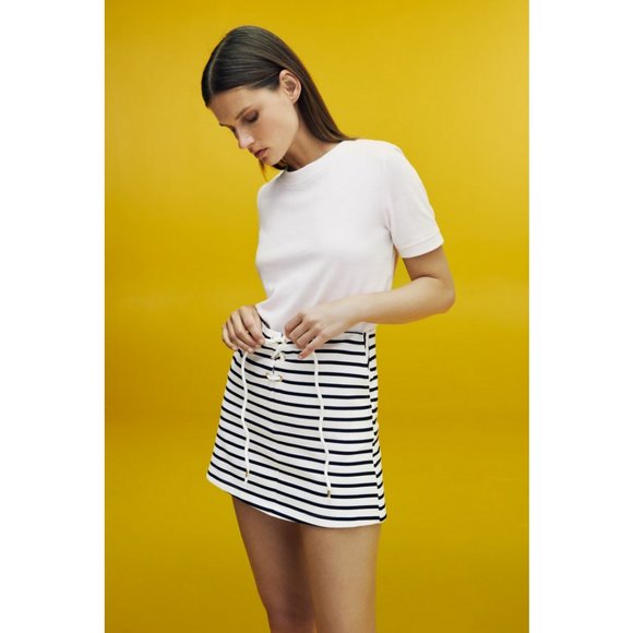 NWT Zara White/navy Striped Skort - Picture 1 of 3